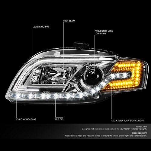 DRL LED Chrome Ház Projektor Fényszóró Lámpa+Szerszám Készlet Kompatibilis Audi A4, S4 Quattro Szedán/Kombi