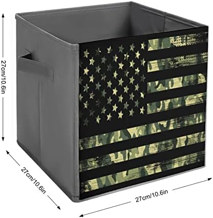 Amerikai Zászló Terepszínű Összecsukható Anyag Tároló Kocka Box 11 Inch Összecsukható Tárolók fogantyúval