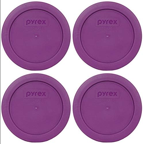 Pyrex 7200-PC 2-Kupa Bogáncs Lila Műanyag Élelmiszer Tárolására Fedél, Made in USA - 4 Pack