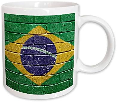 3dRose Nemzeti zászló Brazília festett rá egy téglafal Brazil - Bögrék (mug_155195_1)