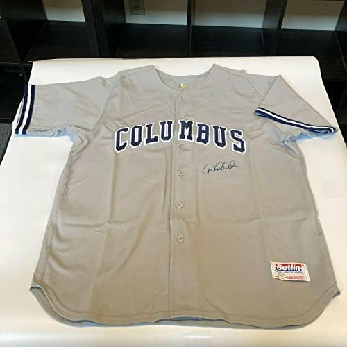 Derek Jeter Aláírt Columbus Clippers másodosztályú Yankees Játék Modell Jersey MLB - Dedikált MLB Mezek